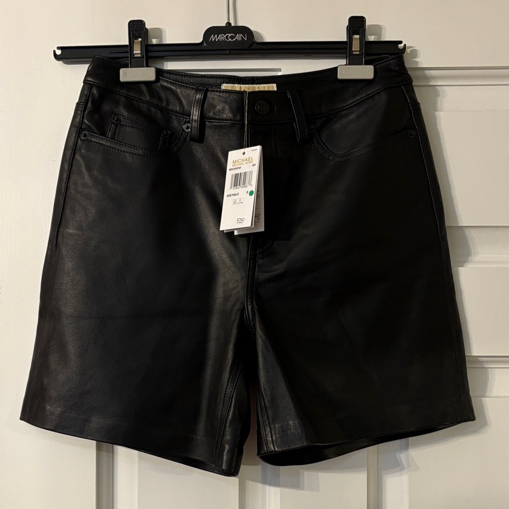 MICHAEL Michael Kors Black Leather Shorts